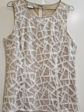 Van Heusen Ivory Lace-Overlay Sleeveless Top